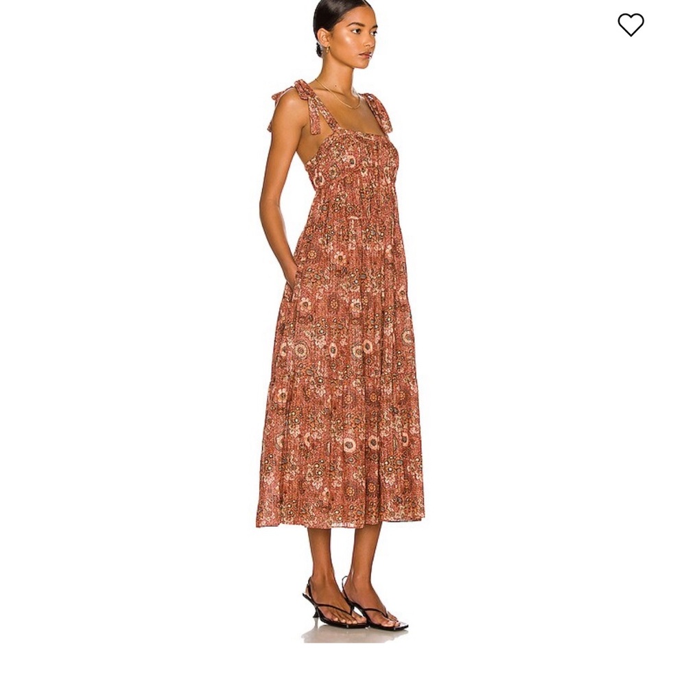 Ulla Johnson Rust Floral Tie-Shoulder Maxi Dress